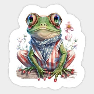 4th of July Frog #1 Sticker